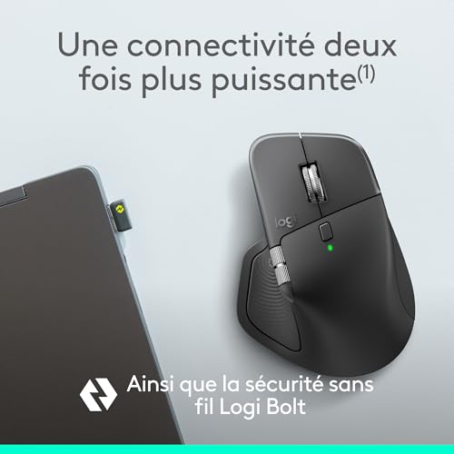 Logitech MX Master 4 for Business sans Fil avec clics discrets 8 000 PPP défilement MagSpeed récepteur Logi Bolt Bluetooth Actions Ring haptique Charge USB C - vue 2