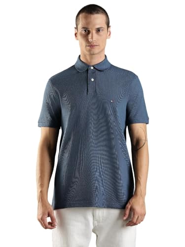 Image of Tommy Hilfiger Solid Regular fit Cotton Polo t-Shirt