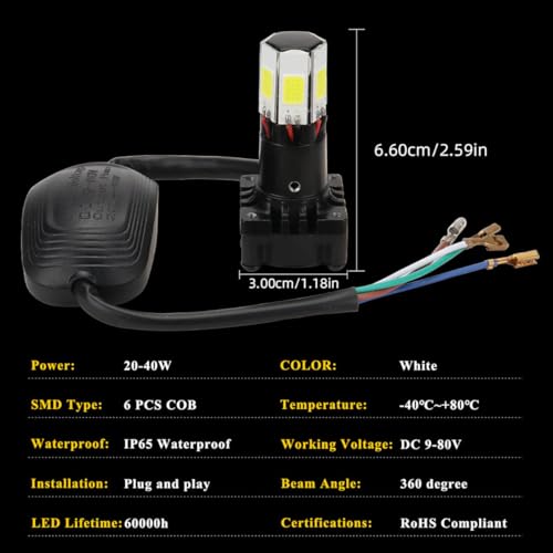 Image of 80W Powerful Super Bright LED Headlight Bulb for Bike Scooter LED Light for Bike 6000 Lumens 8000 RPM Fan for Fast Cooling Full Aluminum Body Light [1 Months Warranty]