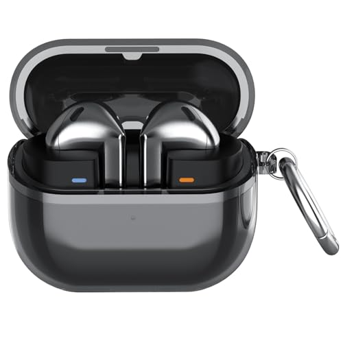 USTIYA Case for Samsung Galaxy Buds 3 FE/Buds 3/3 Pro Cover Protector Case Protection Shock-Absorption TPU (Transparently Black/Grey)