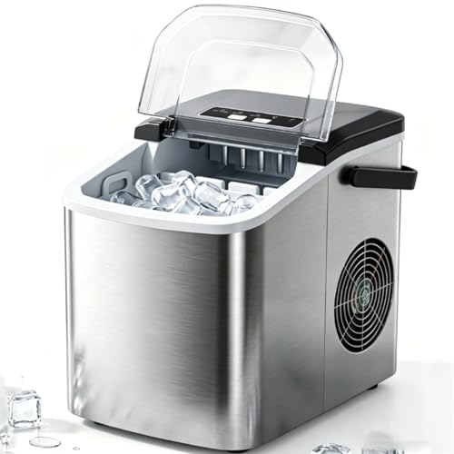 Fabricadora de hielo eficiente con asa, gris plateado, 9 cubos miniatura 1