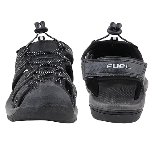 Image of FUEL Soldier-14 Men's Fisherman Sandals - Comfortable, Breathable & Flexible Outdoor Sandals with Protective Toe, Anti-Skid Sole - Stylish Casual Beach & Sports Footwear (Black)