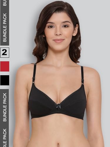 Image of Lyra Women's Non-Padded BRA-501 Plunge Bra 501 2PC Red Love & Black 40B