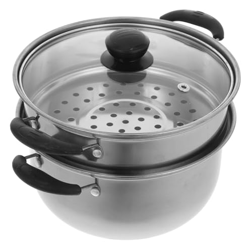 PRETYZOOM Marmite Vapeur Inox 20Cm Avec Insert Cuiseur Vapeur Antiadhésif Adaptée À Feux Idéale Pour Cuisson Saine À La Maison