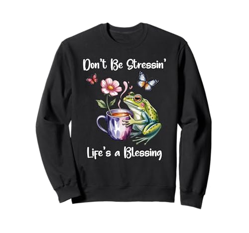 Sleepy Cute Frog Dont Be Stressin Lifes a Blessing Butterfly �g���[�i�[