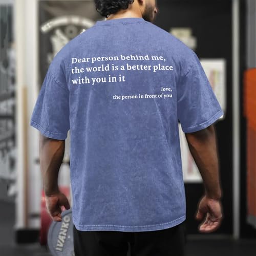 Image of Dear Person Behind Me Shirt You are Enough Tshirts for Men Oversized Inspirational Positive Tees Vintage Graphic Tops