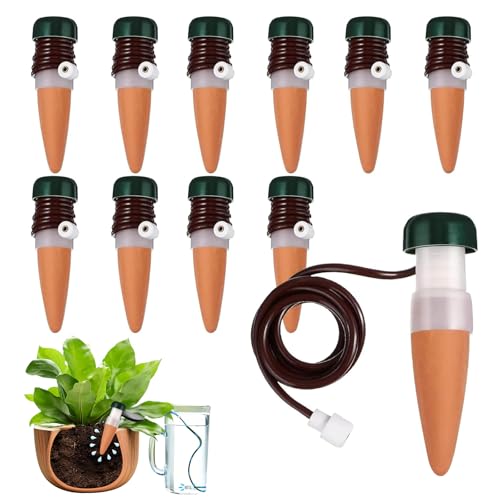 OBEST 10 pcs Automatic Plant Waterers in pots watering spikes for plants Plant Drip Irrigation System Auto absorb water Self Watering Devices Suitable for indoor and outdoor potted plants