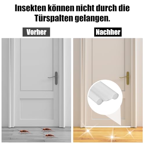 Funalix Zugluftstopper für Türen,1 stück Türen Zugluftstopper mit Doppeldichtung,Türbodendichtung,Effektive gegen Zugluft,Kälte, Lärm und Insekt,(96cm/Weiß)