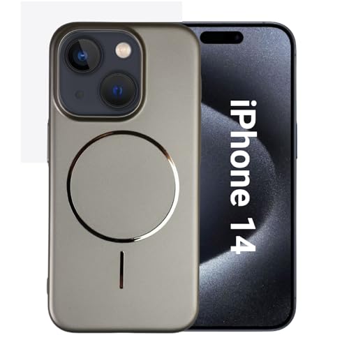 Image of AIBEX Ultra-Thin Mag-Saf Back Cover Case Compatible with iPhone 14| Slim Fit Scratch-Resistant Matte | Magnetic Wireless Charging | Microfibre Lining | Camera Protection (PC Material) - Titanium
