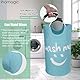 IHOMAGIC Faltbar Wäschekorb 95L, Großer Wäschesammler Wäschetonne Stoff Wäschesack mit Griffe, Handtuchablagekörbe für Hotels - Wäschesortierer Aufbewahrungskorb mit Wash Me Smiley 39x39x79cm (Blau)