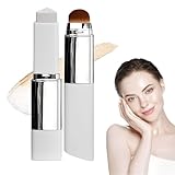 SUJEBKC Stick Fondotinta Cambia Colore - Crema Coprente 2-in-1 con Doppia Testa, con Pennello Staccabile, Stick Fondotinta Bianco Coreano Impermeabile, Per Tutti i Tipi di Pelle (Naturale)