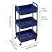Sywhitta 3-Tier Plastic Rolling Utility Cart with Handle, Multi-Functional Storage Trolley for Office, Living Room, Kitchen, Movable Storage Organizer with Wheels, Blue