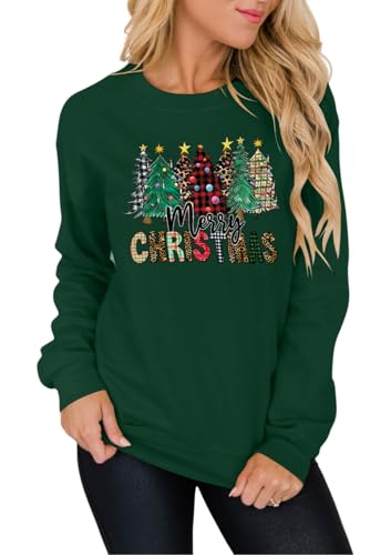 Dressmine Women's Christmas Shirts Long Sleeve Pullover Sweatshirts Knit Graphic