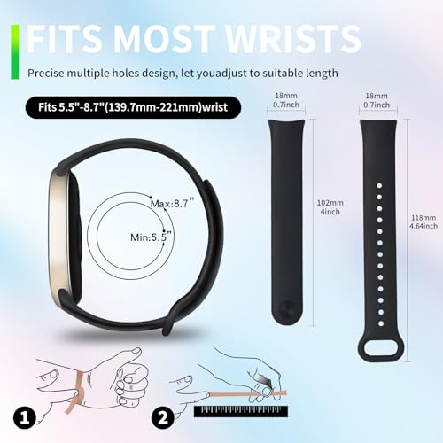 Image of BANGTING 8 x Replacement Bands Compatible with Xiaomi Mi Band 9 & 8, TPU Strap, Adjustable Length (8 Colours)