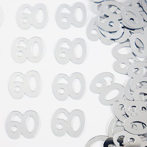 60Th Happy Birthday Confetti For Table - Silver Number 60 Confetti For Birthday Anniversary Party Decorations, Anniversary Party Birthday Confetti For 60Th, Happy 60 Birthday Confetti For Table Decorations, Party Supplies (Silver) #TOP2