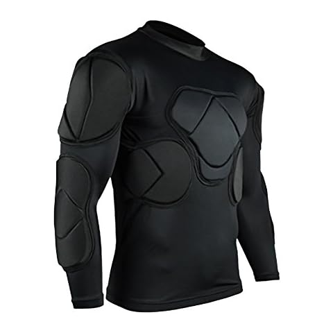 Lalander Protektorenshirt Langarm Protektoren Shirt Gepolstert Sportanzug/Schutz Bekleidung für Fußball Basketball Paintball Kampfsport Rugby Cover