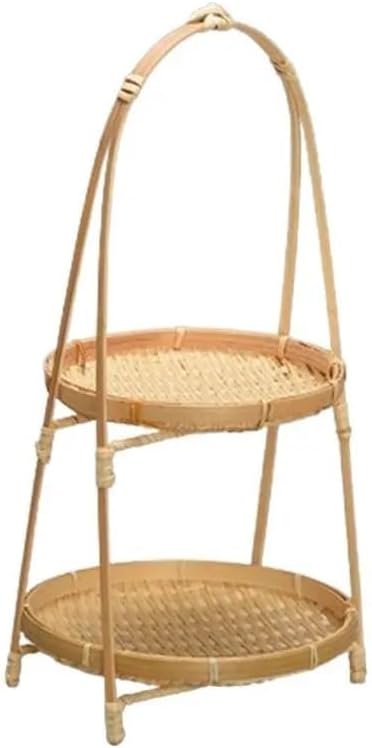 Bamboo Fruit & Bread Basket - Woven Serving Tray for Kitchen & Dining(2 Layers - Round)