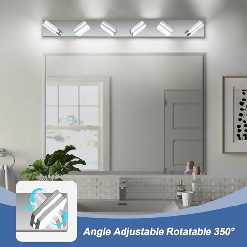 Image of Modern LED Stainless Steel Chrome Acrylic Bathroom Lights Fixtures 6-Light