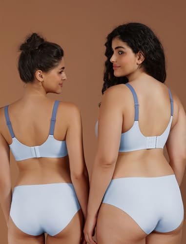 Image of Wireless Bra with Support, Seamless Bra for Women, Mesh Elegance Shaping Bra with Contrast Colored Straps
