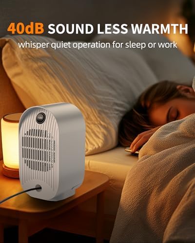 Space Heater, Portable Heater for Indoor Use, Small Electric Heaters with Overheat & Tip-Over Protection, Mini Desk Heaters for Office Bedroom Bathroom, Compact & Efficient Heating, White - 4