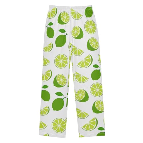 ZZXXB Limes Boys Long Pants Soft Trousers Elastic Waist Kids Lounge Bottoms with Pockets S-XL