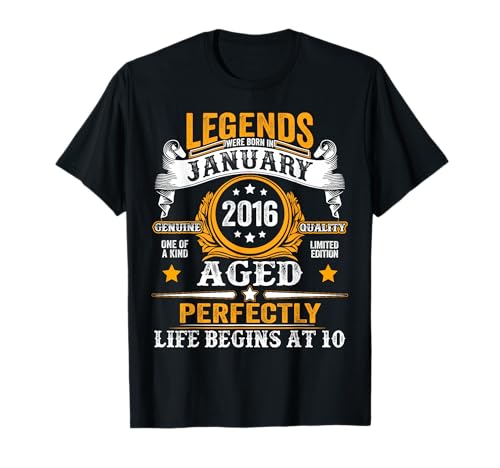 Legends were Born in January 2016 Vintage 10th Birthday Boys T-Shirt
