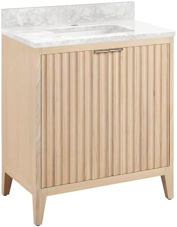 Signature Hardware 955100-30-RUMB-1 Bayliss 30" Single Vanity Cabinet Set with Mindi Cabinet, Vanity Top and Rectangular Undermount Sink - Single Faucet Hole - Stoneware White/Carrara Marble