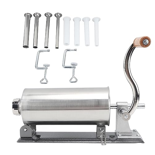 Rellenador de Salchichas Manual de 3L, Embutidor de Salchichas Horizontal de Acero Inoxidable, Máquina de Llenado de Carne para Cocina