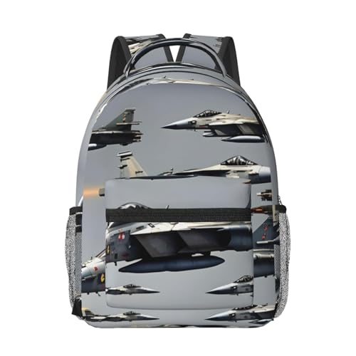Sac à dos pour avion et travail avec imprimé avions de chasse EdWal noir