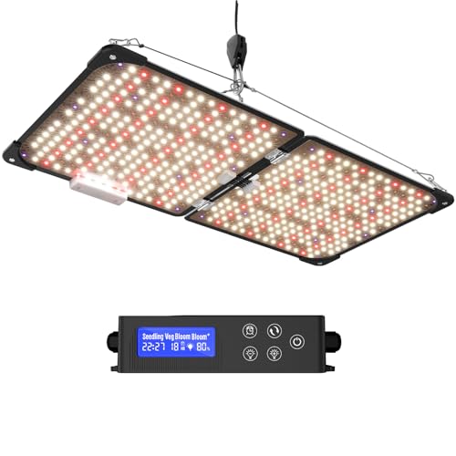Grow Lights for Indoor Plants, Really Full Spectrum LED Grow Light-Built in UV395nm, with LM218B+ Diodes (544 Pcs),Hd Digital, 4 Modes(Seed Starting, Veg, Bloom, Bloom+), 24H Timing (120W)