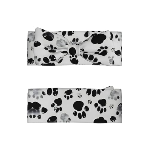 Dog Paw Pattern Stretchy Baby Bow Headband â€“ Delicate & Cute Hair Accessories for Newborn Infant Toddlers and Kids Girls2