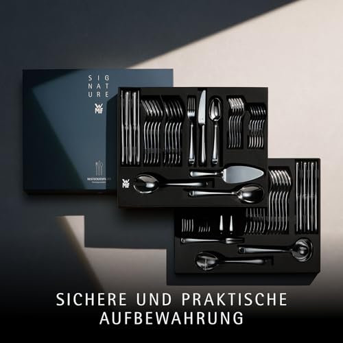 Foto von WMF Palma Besteck Set für 12 Personen – 60-teiliges Essbesteck aus Cromargan Edelstahl, poliert und rostfrei, Monobloc-Messer mit Wellenschliff, spülmaschinenfest, inklusive Besteckkassette, Design