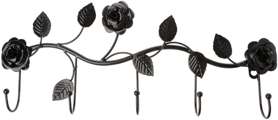 Vintage Iron Rose Leaves Hook Coat Hat Bag Hanger Organizer Holder Wall Decor(E)