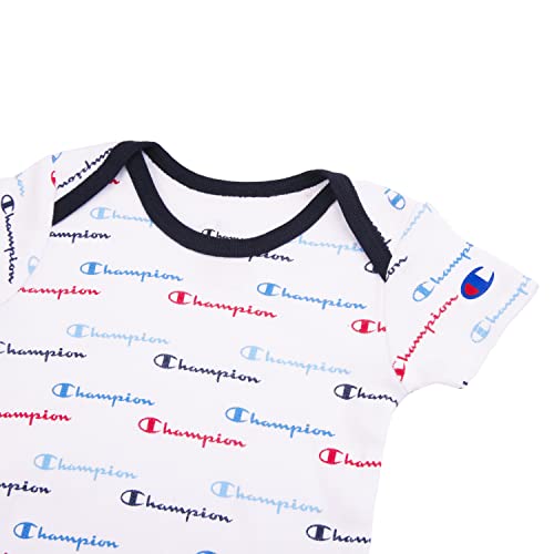 Champion baby girls Champion Unisex 3pk 5pk Short Sleeve Or Long Sleeve Infant Body Suit in Multiple Colors, Si and Toddler T Shirt Set, Shortsleeve3pk-blue 461, 0-6 Months US3