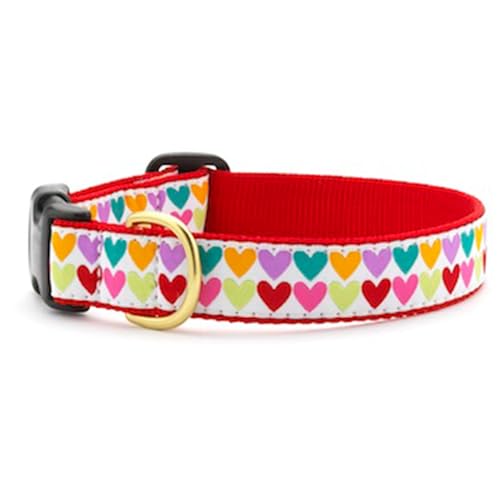 Up Country Pop Hearts Dog Collar, Small (9 To 15 Inches) 5/8 Inch Narrow Width