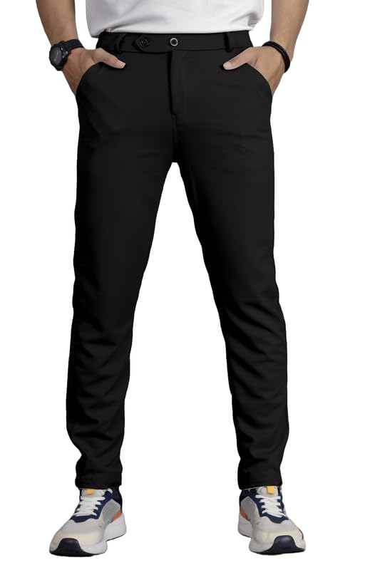 Seemoo Men’s Slim Fit Formal Stretchable Lycra Business Pants with Side Pockets | Wrinkle-Resistant Office Wear for Work, Meetings & Daily Use