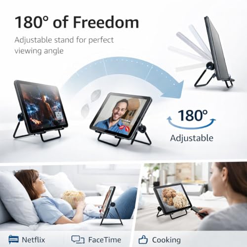Image of Mizi Adjustable Tablet Stand Holder - Foldable Non-Slip Desk Cradle for 9-12.9 inch Tablets, iPad, Samsung Galaxy Tab, Kindle Fire & More - Multi-Angle Display Stand for Tablets, Photos & Frames - Black