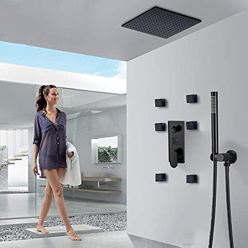 Ensemble de douche big rainfall 10 pouces noir mat à écran digital