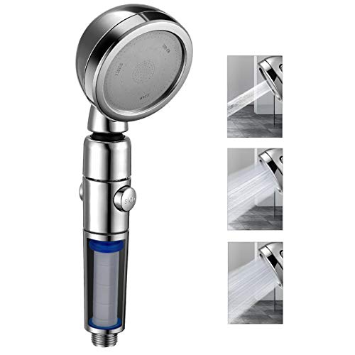 Homitt Pommeau de Douche Économique, Pommeau de Douche Pression, Douchette Écologique, Rotation à 360 °avec 3 Modes de Douche, Économie 70% d'Eau, Douchette à Mains, Convient à Salle de Bain