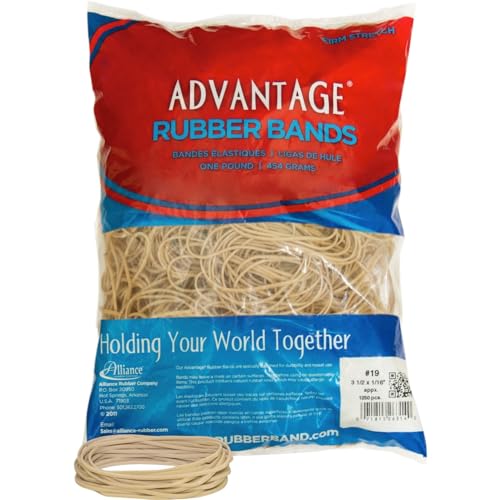 Alliance Rubber 26194 Advantage Rubber Bands Size 19, 1 lb Bag Contains Approx. 1250 Bands (3 1/2