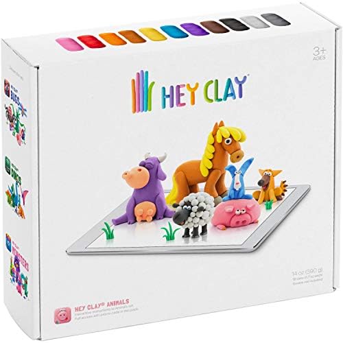 HEY CLAY Animals - Colorful Kids Modeling Air-Dry Clay, 18 Cans with Fun Interactive App