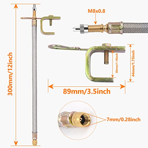Safelife 2Pcs 12"/300Mm Metal Valve Stem Extenders, Universal Tyre Tire Valve Stem Extension Adaptors Flexible Stainless Steel Braid Hose Made Of Epdm Rubber, Fit For Heavy Vehicles, Silver #TOP1