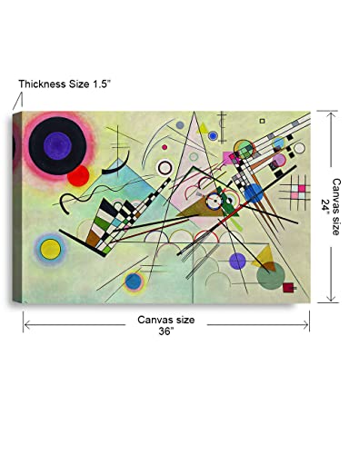 Ipic - Composition 8 By Wassily Kandinsky Abstract Canvas Wall Art. Cotton Canvas Giclee Print Stretched Over Pine Wood Frame For Wall Decor Size 36X24 Inch #TOP6
