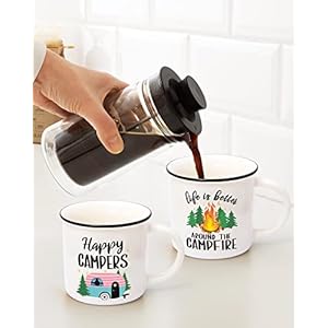 Nefelibata Camping Coffee Mug Set of 4 Happy Campers Campfire Tea Cups for Coffee, Tea, Milk Travel Ceramic Mug Camping Lover Holiday Gifts Nefelibata Camping Coffee Mug Set of 4 Happy Campers Campfire Tea Cups for Coffee Tea Milk Travel Ceramic Mug Camping Lover Holiday Gifts