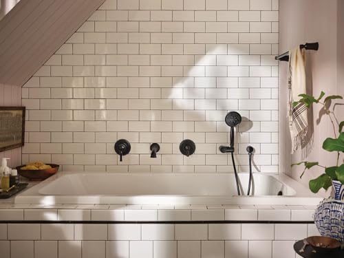 Moen Dartmoor Matte Black Single Handle Wall Mount Tub Filler High Flow Tub Faucet with 10" Spout Reach, WT681BL - image 3