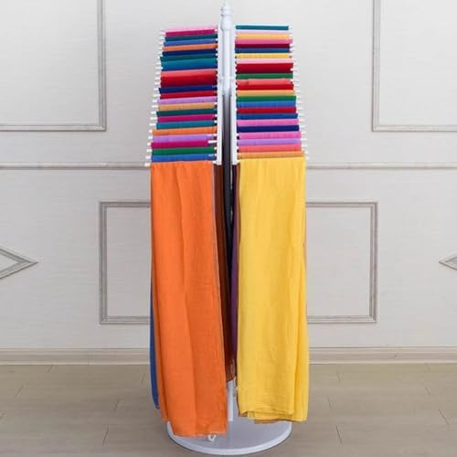 Freestanding Scarf Display Rack - Double-Sided Metal Organizer for Scarves, Ties, Belts, and Towels - Space Saving Design (White 50x170cm(50))