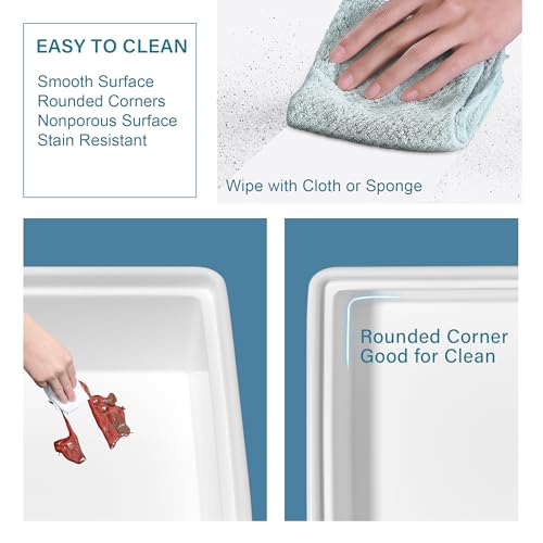 HOMLYLINK White Farmhouse Workstation Sink 33 x 20 Inch, Firecaly Apron Front Undermount Farm Sink, Single Bowl, w Accessories 4 Types, Reversible (Sleek & Fluted Optional), Pure White, for Kitchen