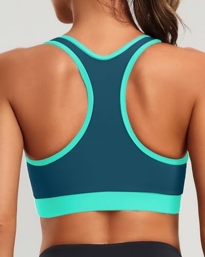 Image of Holipick Women's Sports Bra Bikini Tops Racerback Swim Top Scoop Neck Bathing Suits Top Modest Padded Crop Tops Swimsuit Only
