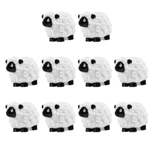 Gutol Lot de 10 mini figurines de moutons - Ornements d'animaux de la ferme pour la décoration de table, statues de jardin, mini-jardins et décorations de...