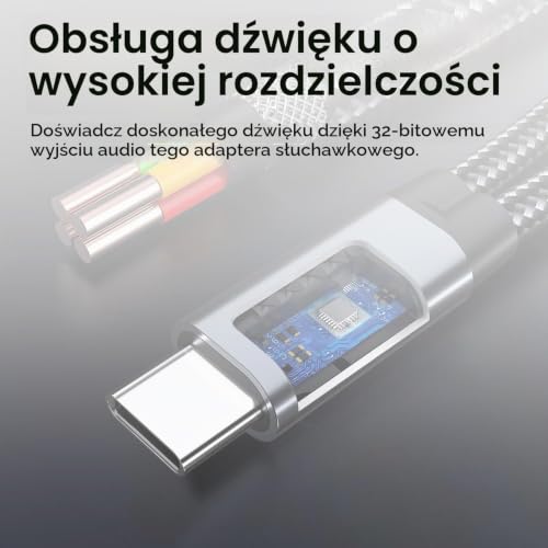 Podwójny Adapter USB-C do Słuchawek i Ladowarki firmy MMOBIEL – 32 Bit / 60 W 2 w 1 Rozdzielacz USB-C do USB-C Mic Audio Adapter z Szybkim Ladowaniem do iPhone 17 16 15, iPad Air/Pro, Galaxy S26 S25